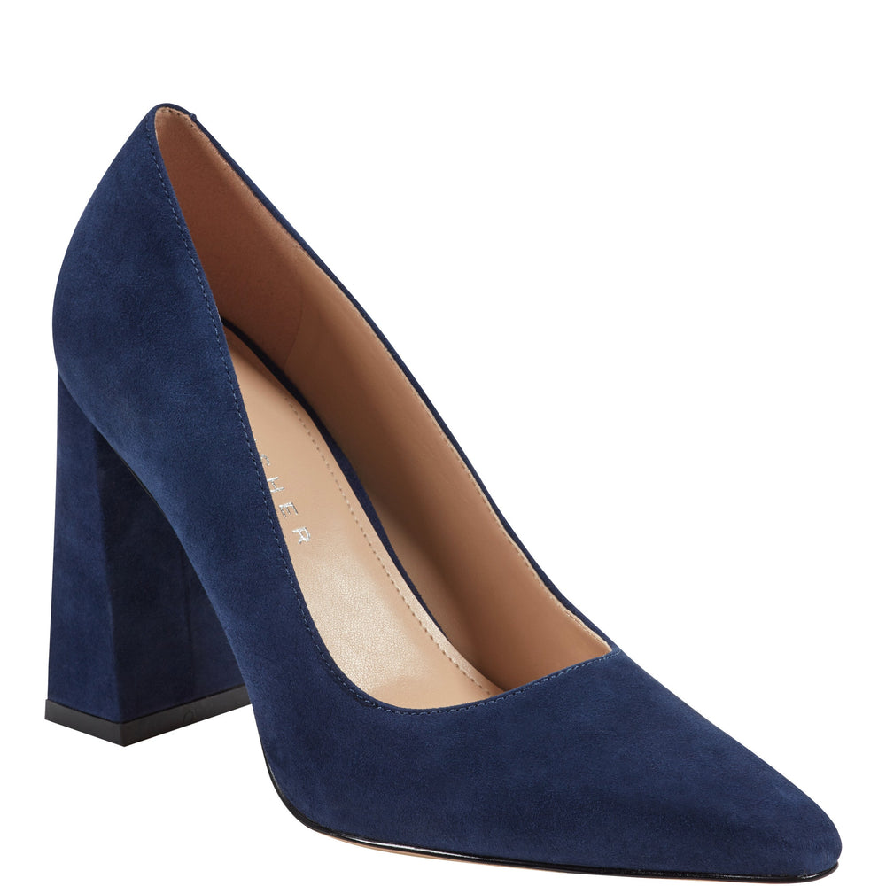 Marc Fisher Minny Block Heel Pump | Navy Suede