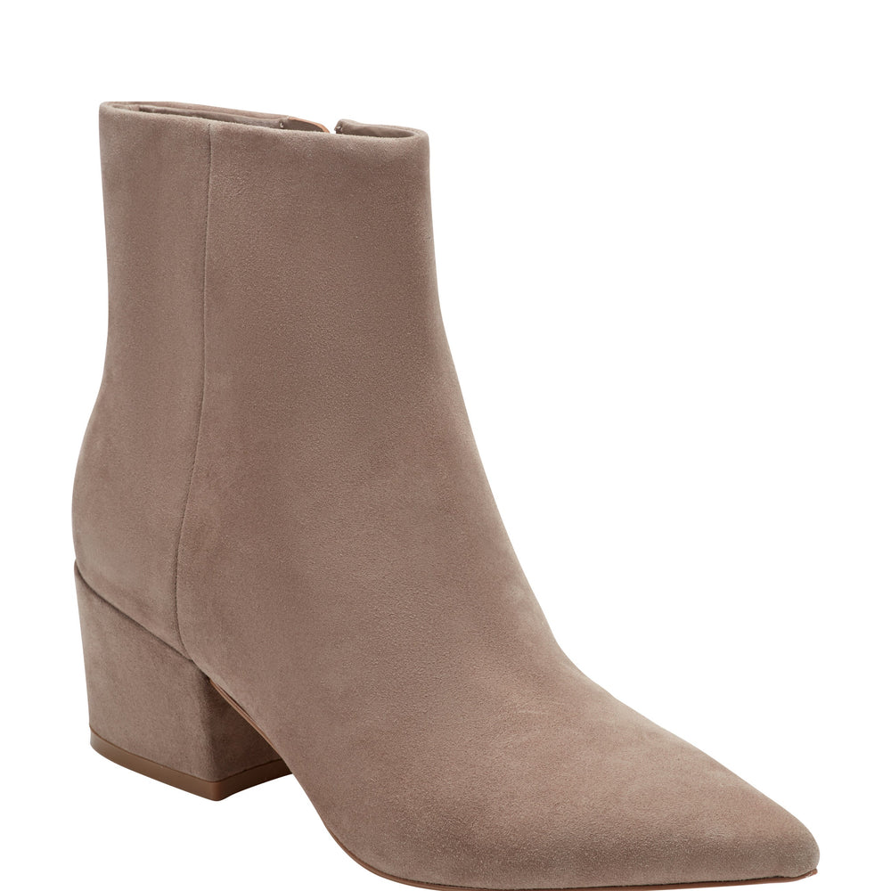 Marc Fisher Alfie Block Heel Ankle Bootie | Taupe Suede
