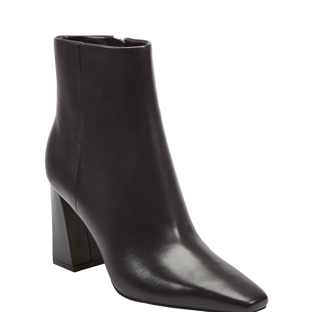 Marc Fisher Novella Block Heel Ankle Bootie | Dark Brown Leather