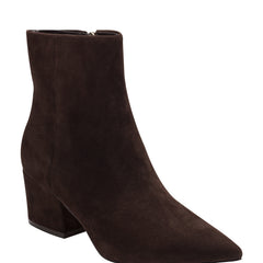Marc Fisher Alfie Block Heel Ankle Bootie | Dark Brown Suede