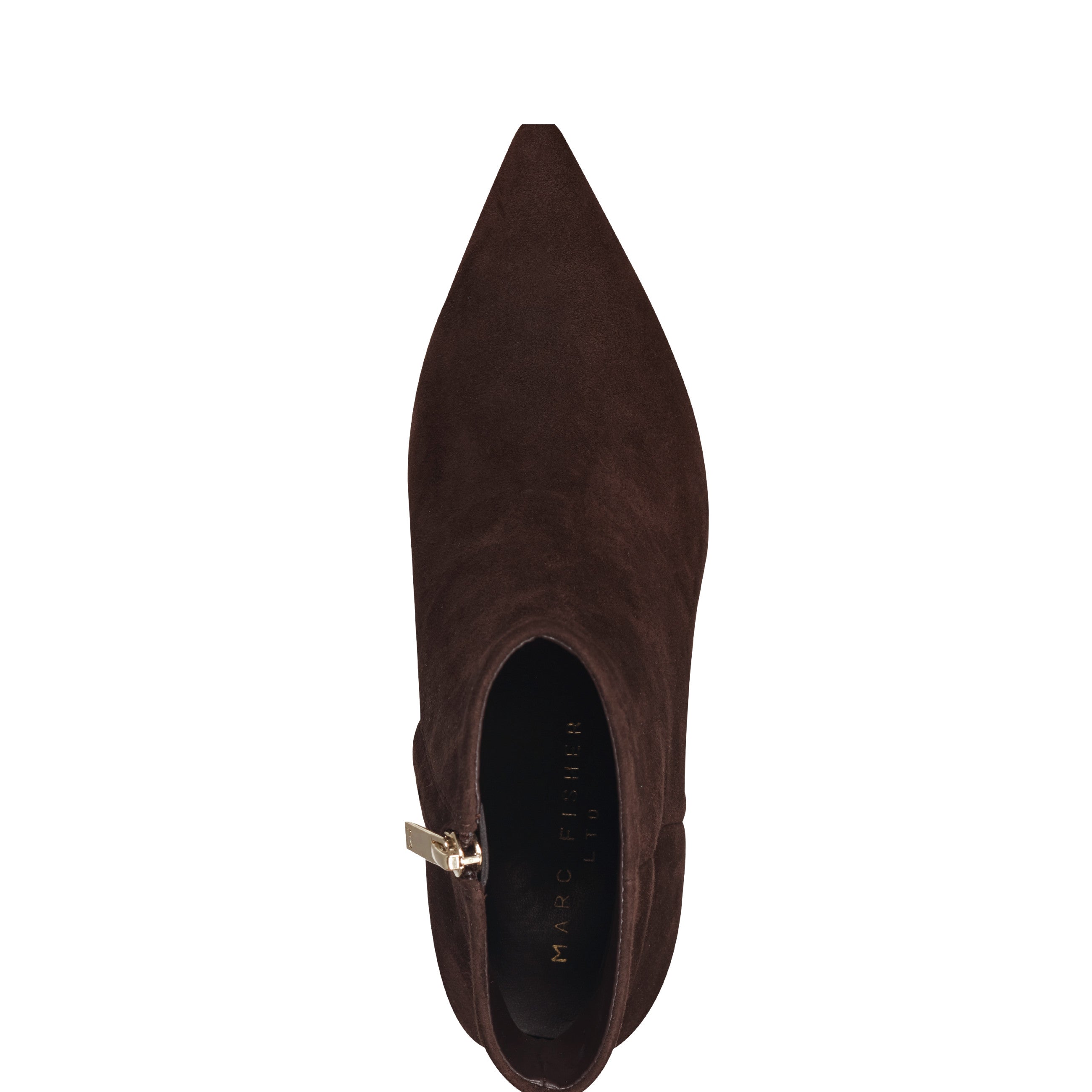 Marc Fisher Alfie Block Heel Ankle Bootie | Dark Brown Suede