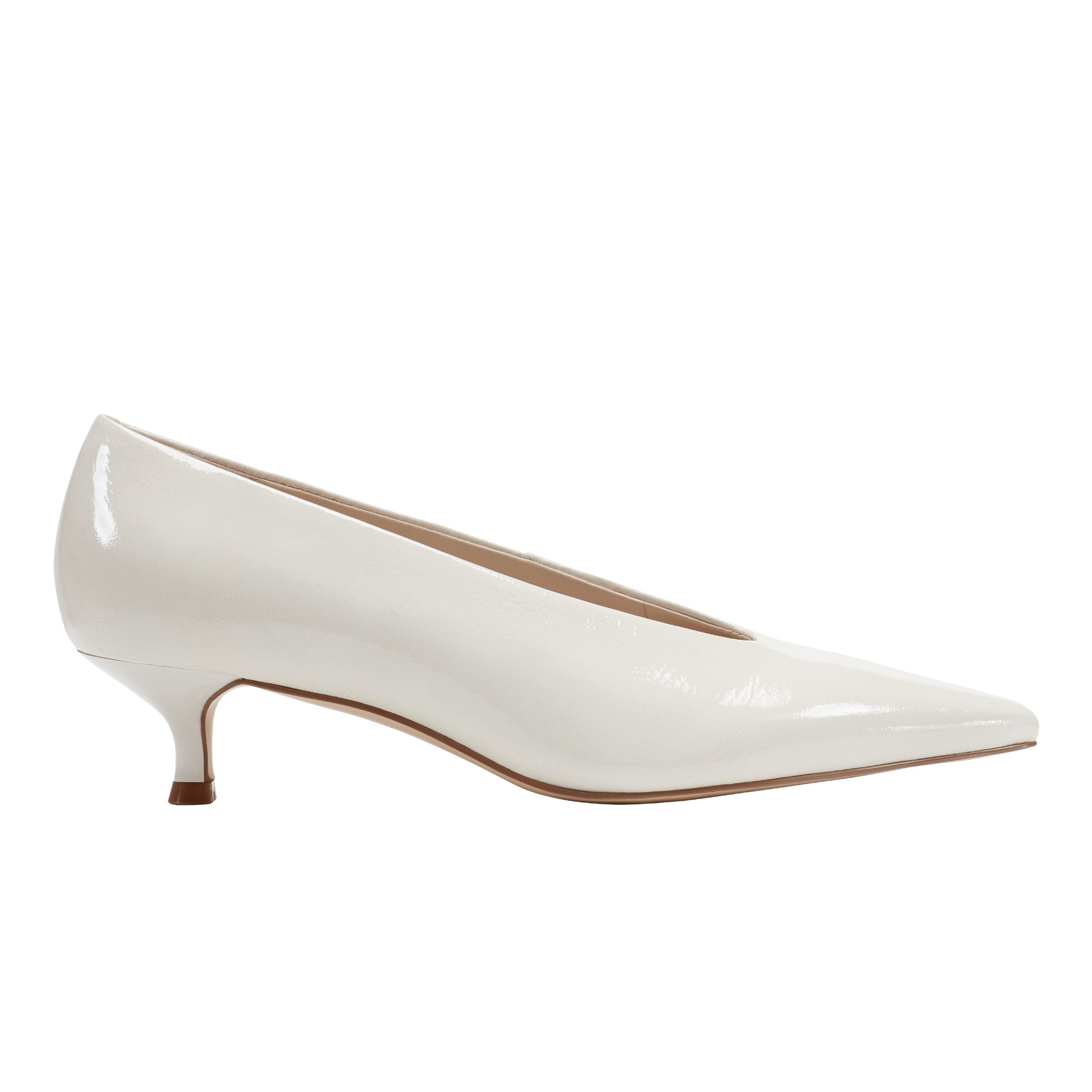 Marc Fisher Cecile Kitten Heel Pump | White Patent Leather