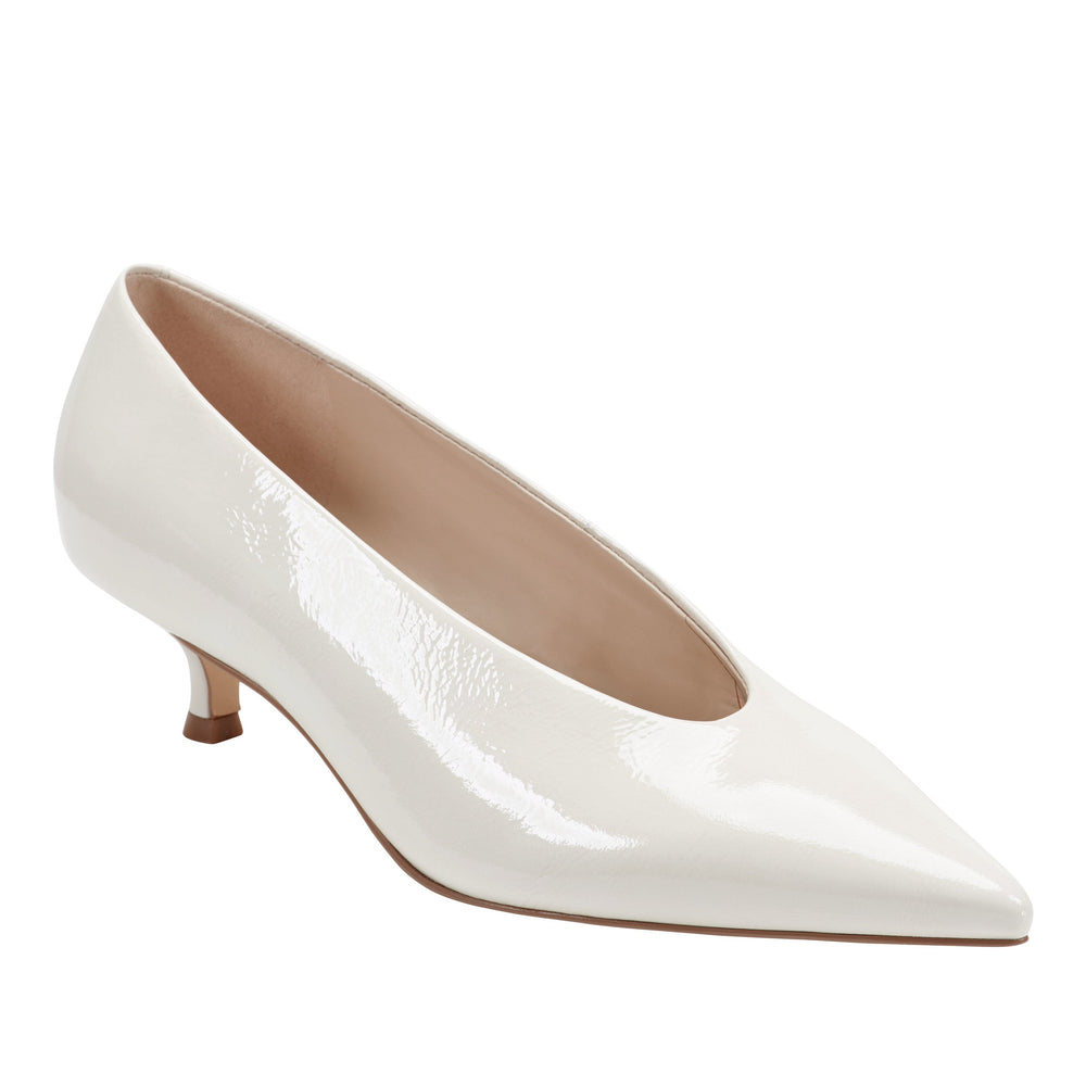Marc Fisher Cecile Kitten Heel Pump | White Patent Leather